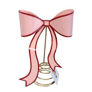 Cynthia Rowley Pink Red Metal Bow Tree Topper Spiral Base NWT